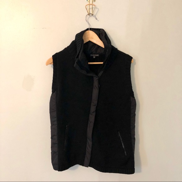 Eileen Fisher Sweater/Nylon Asymmetrical Zip Vest - Picture 2 of 5
